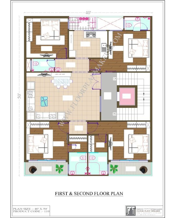 40x50 First & Second Floor Plan