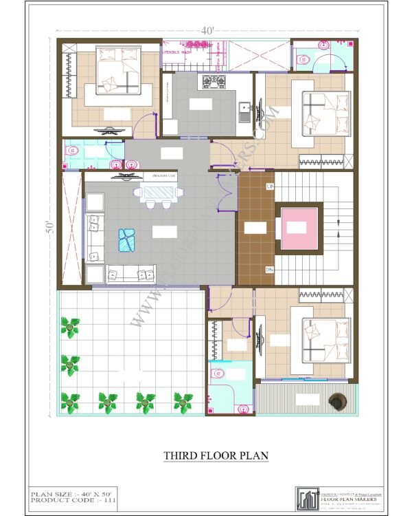 40x50 Third Floor Plan