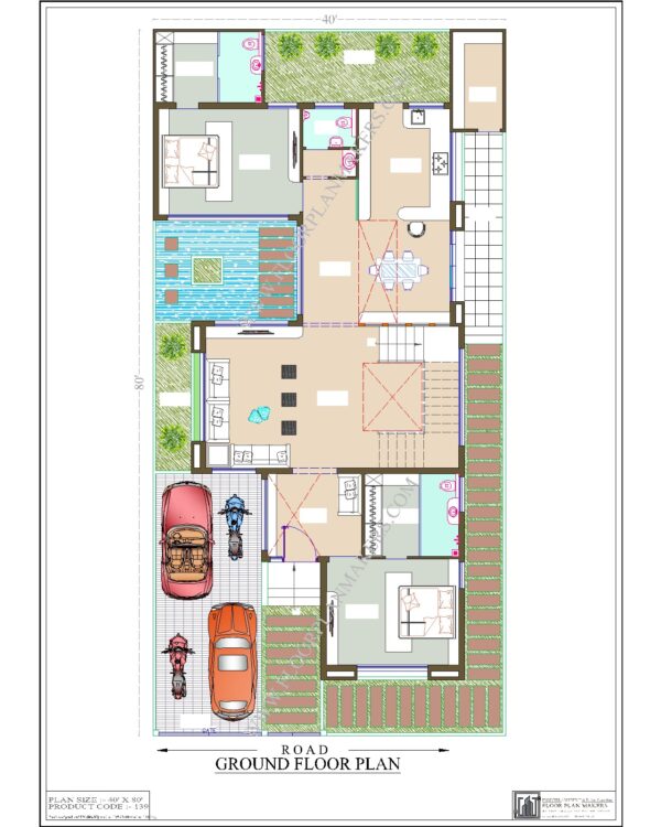 40x80 Ground Floor Plan