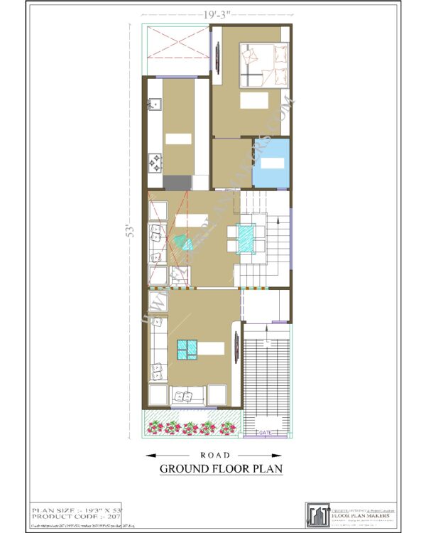 19x53 Ground Floor Plan