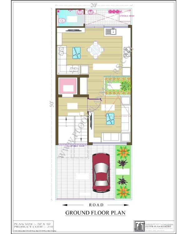 20x50 Ground Floor Plan