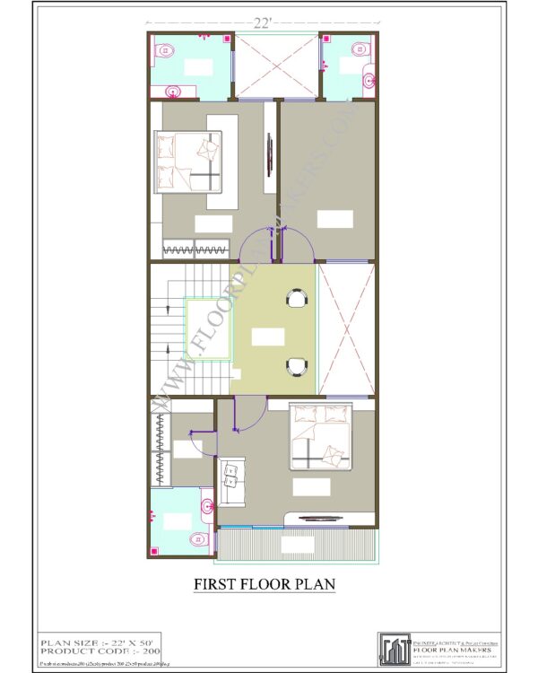 22x50 First Floor Plan