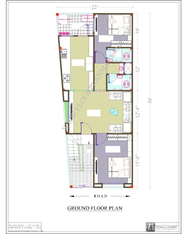 22x50 Ground Floor Plan