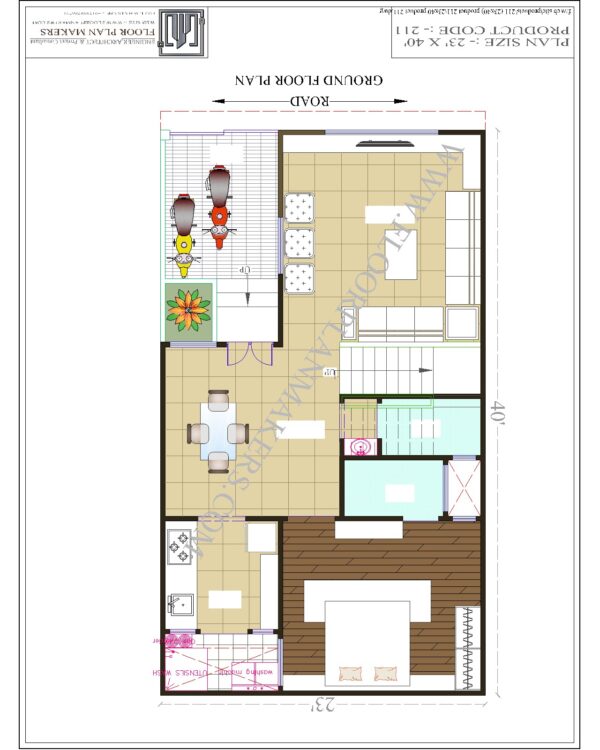 23x40 Ground Floor Plan