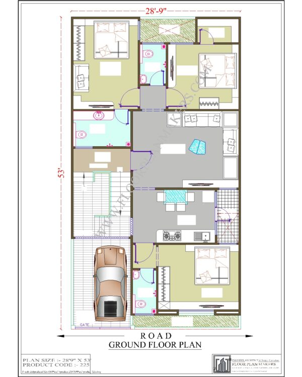 28'9''x53 First Floor Plan