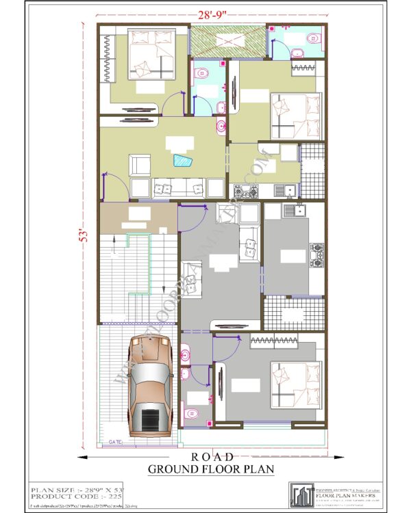 28'9''x53 Ground Floor Plan
