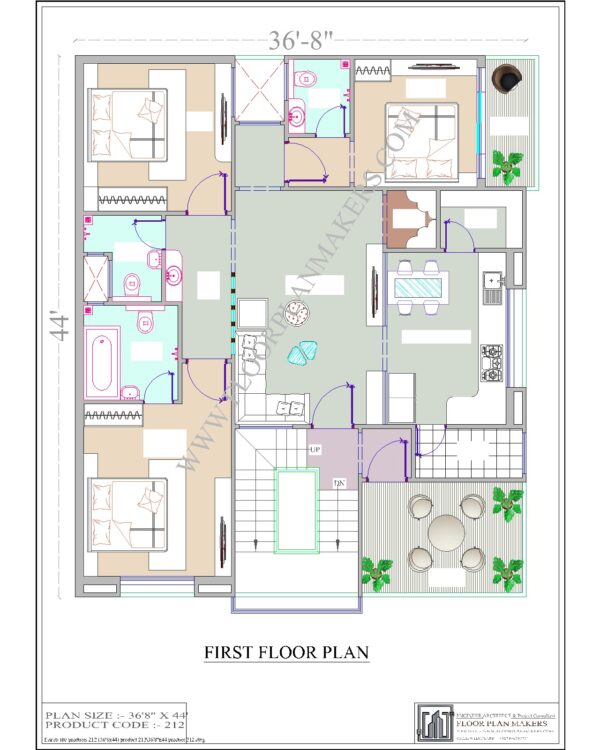 36’8’’x44’ First Floor Plan