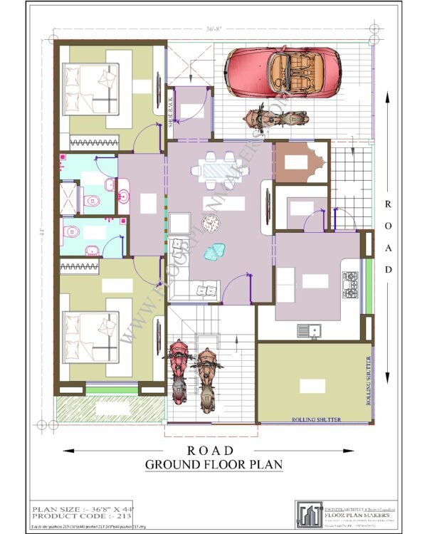 36’8’’x44' Ground Floor Plan