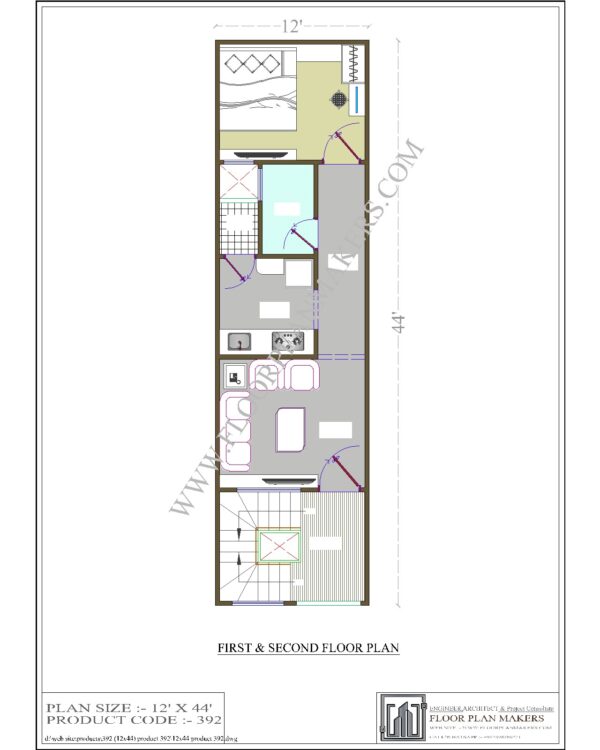 12x44 First-Second Floor Plan
