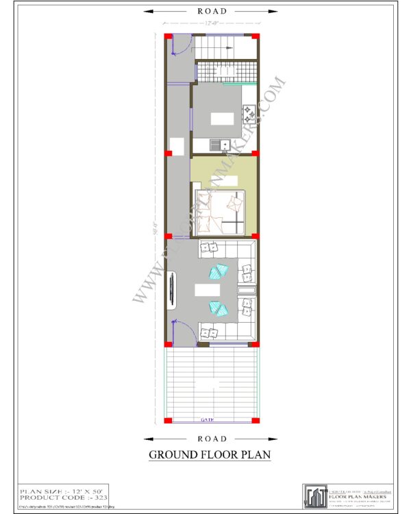 12x50 Ground Floor Plan