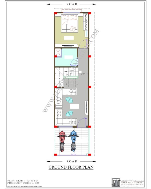 12x50 Ground Floor Plan