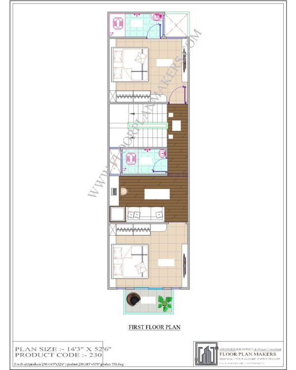 14'3"x52'6" First Floor Plan (Copy)