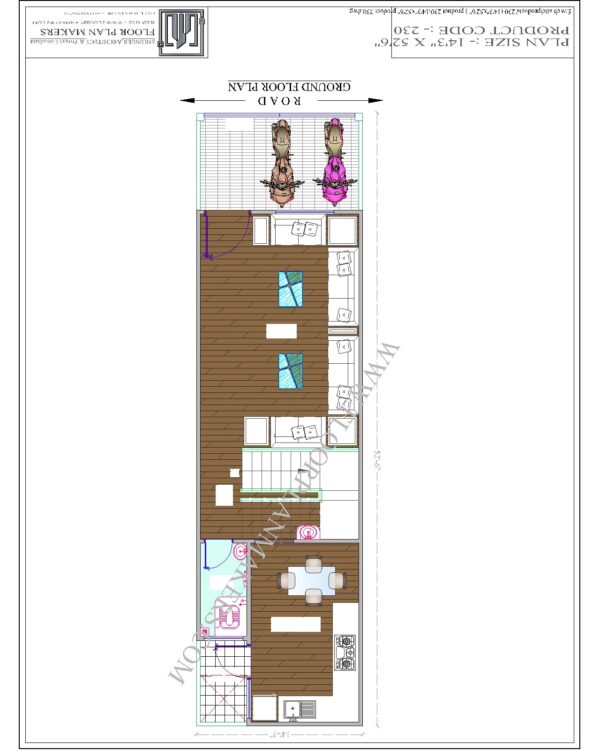 14'3"x52'6" Ground Floor Plan