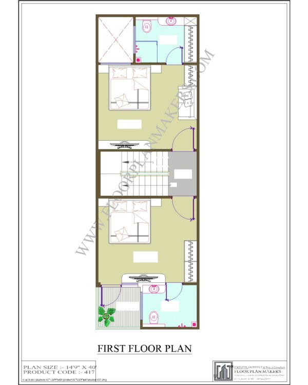 14'9"x40 First Floor Plan
