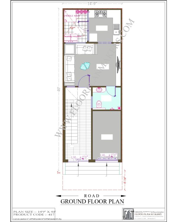 14'9"x40 Ground Floor Plan