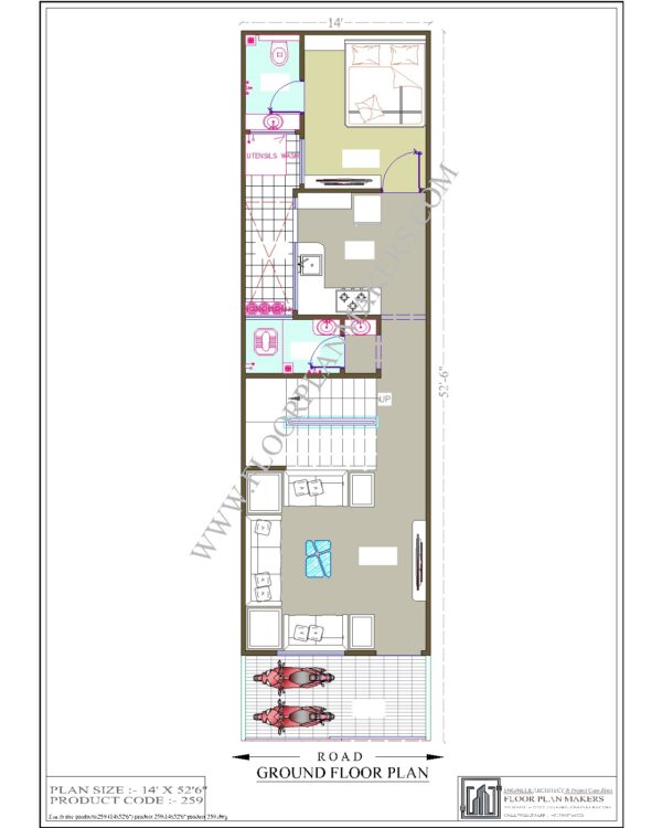 14x52 Ground Floor Plan