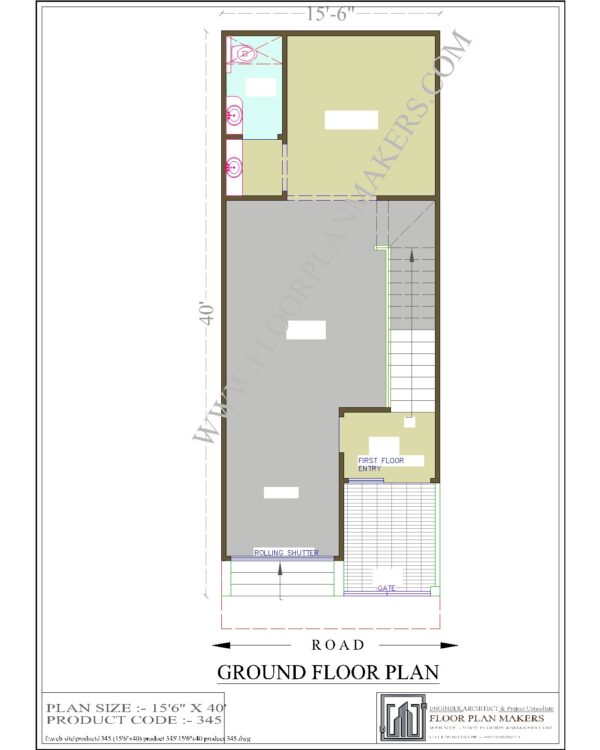 15'6"x40 Ground Floor Plan