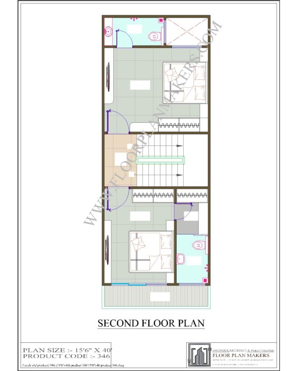 15'6"x40 Second Floor Plan