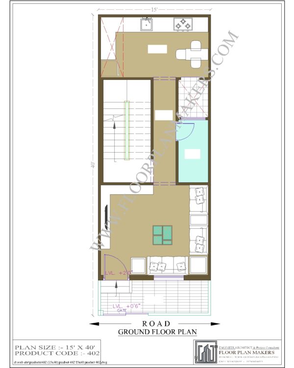 15x40 Ground Floor Plan