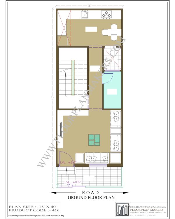 15x40 Ground Floor Plan