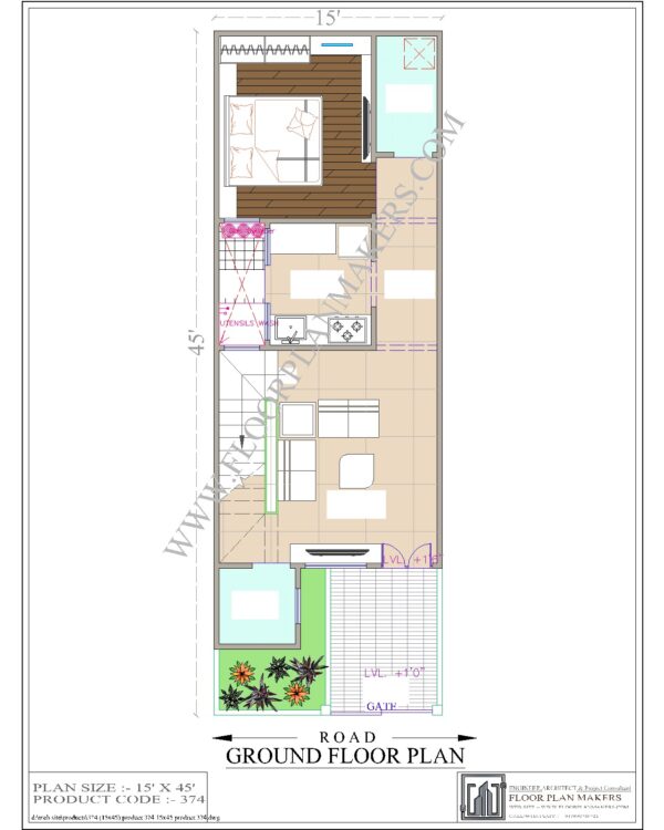 15x45 Ground Floor Plan