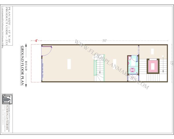 15x50 Ground Floor Plan