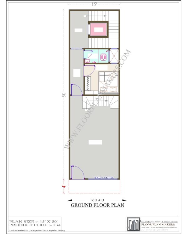 15x50 Ground Floor Plan