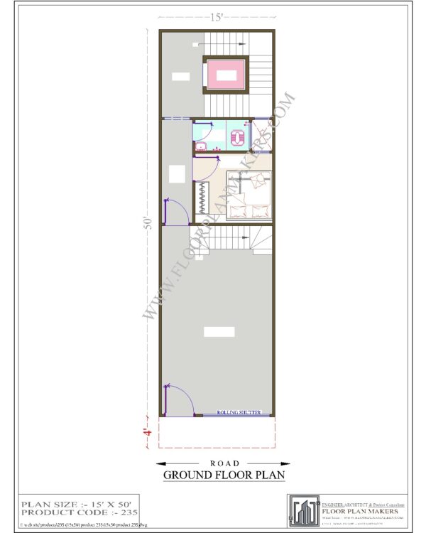15x50 Ground Floor Plan