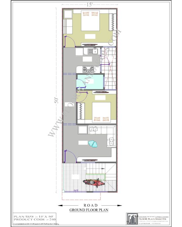 15x50 Ground Floor Plan
