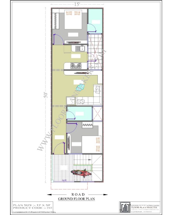 15x50 Ground Floor Plan