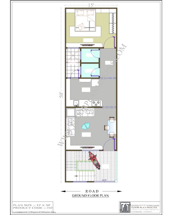 15x50 Ground Floor Plan