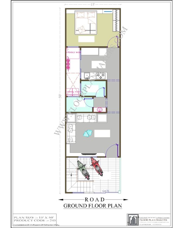 15x50 Ground Floor Plan