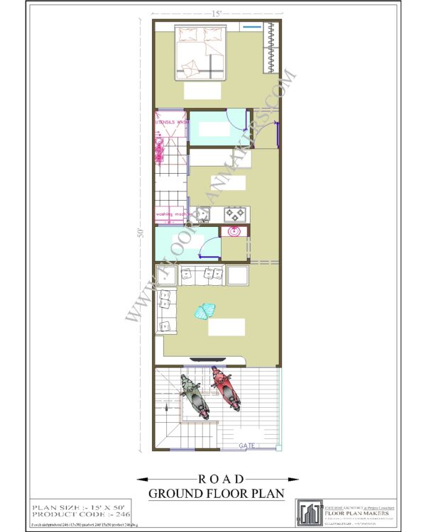 15x50 Ground Floor Plan