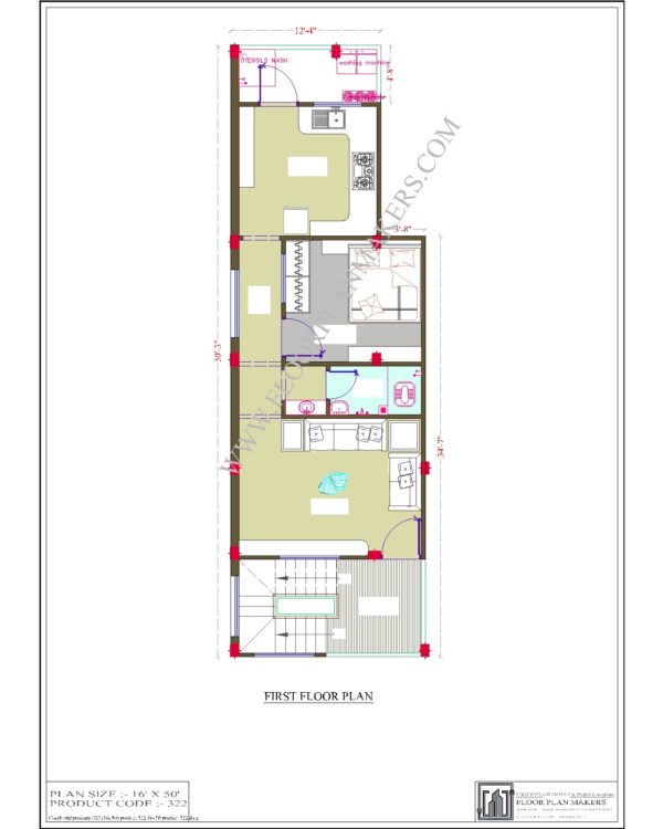 16x50 First Floor Plan