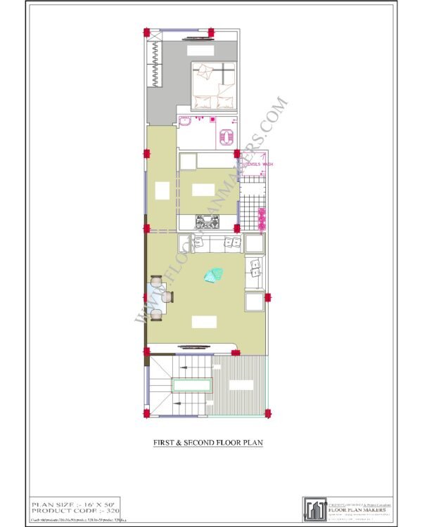 16x50 First/Second Floor Plan