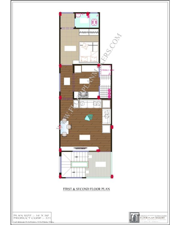 16x50 First/Second Floor Plan