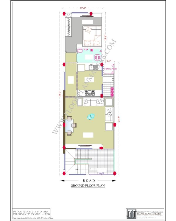 16x50 Ground Floor Plan