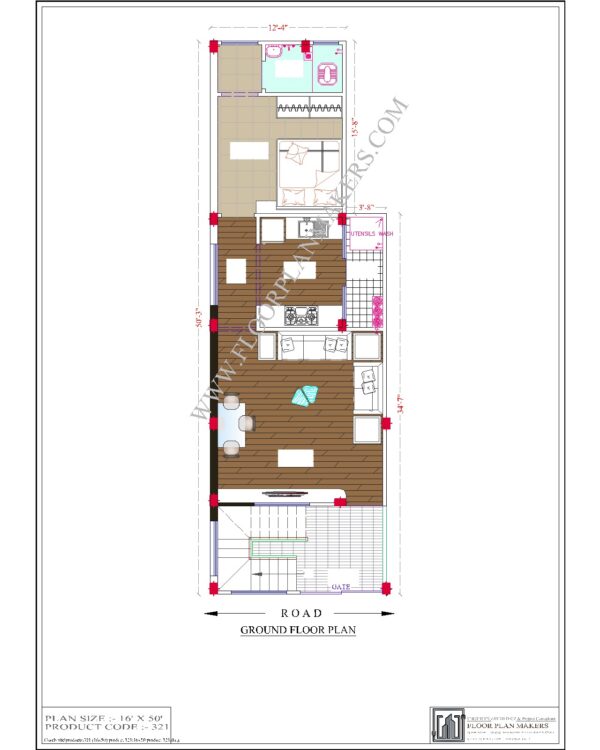 16x50 Ground Floor Plan