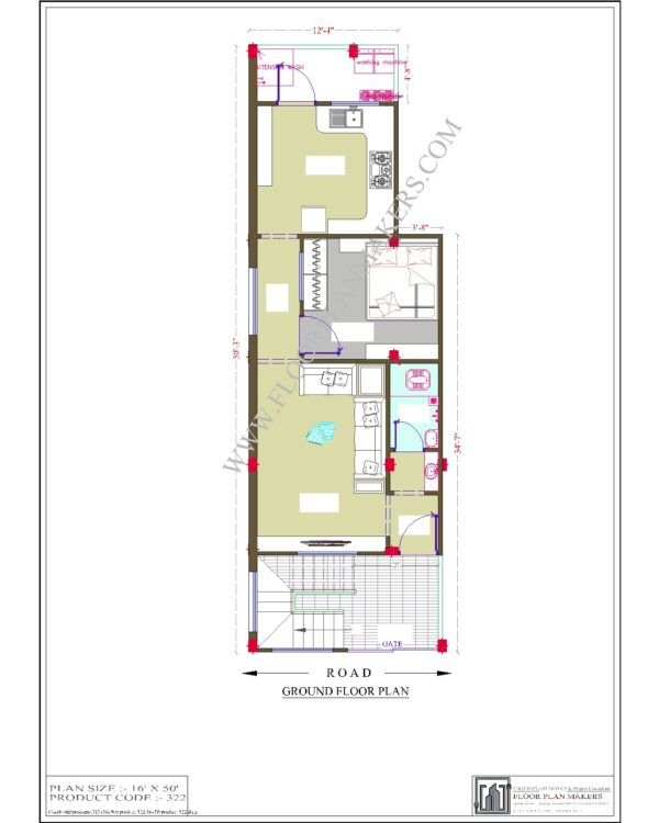 16x50 Ground Floor Plan