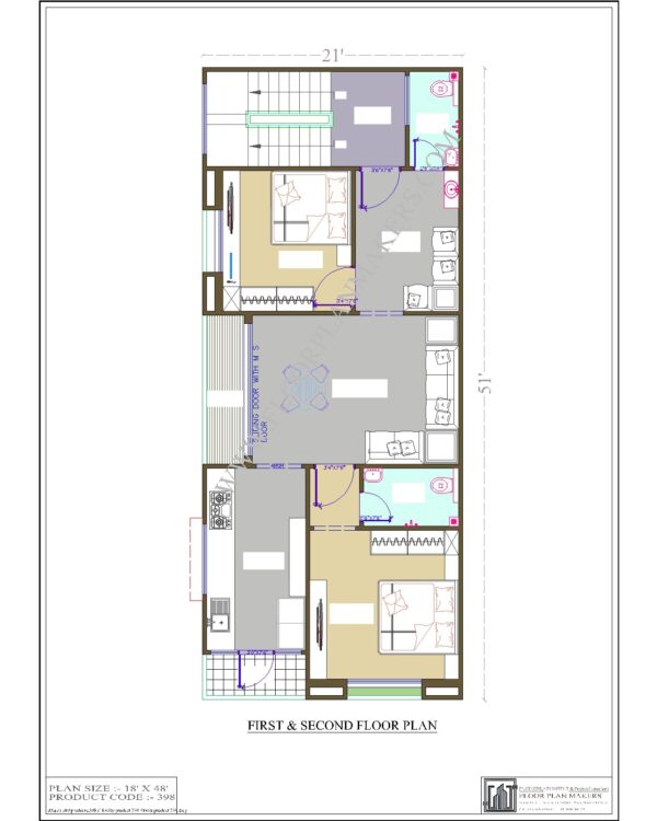 18x48 First-Second Floor Plan