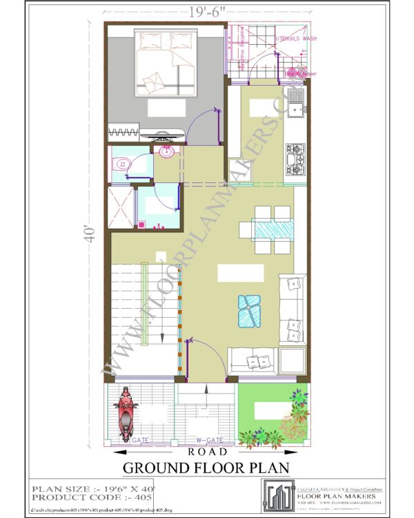 19'6x"45 Ground Floor Plan