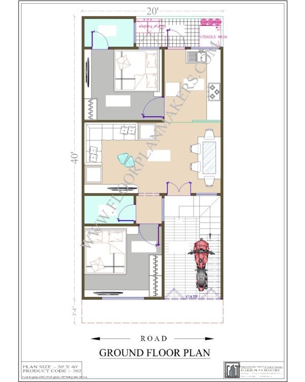 20x40 Ground Floor Plan