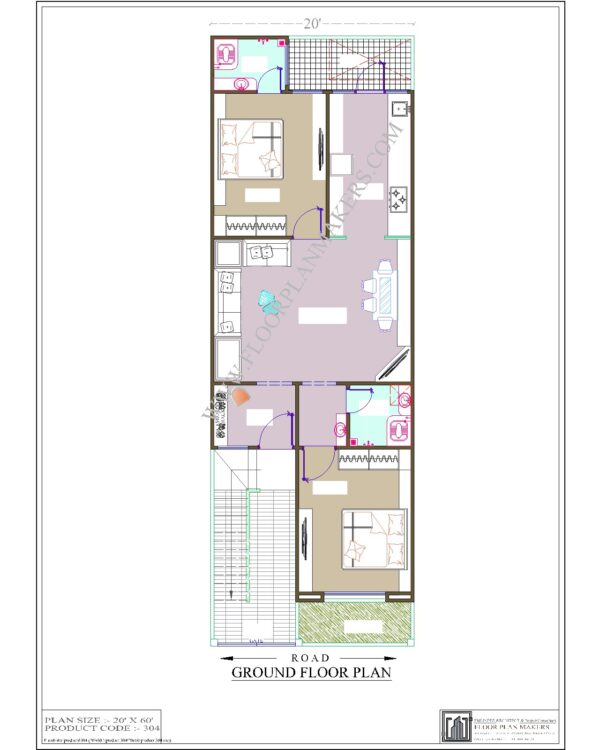 20x60 Ground Floor Plan