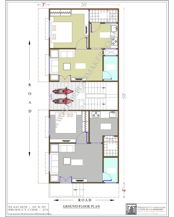 20x50 Ground Floor Plan