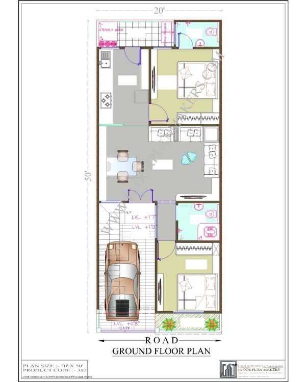 20x50 Ground Floor Plan