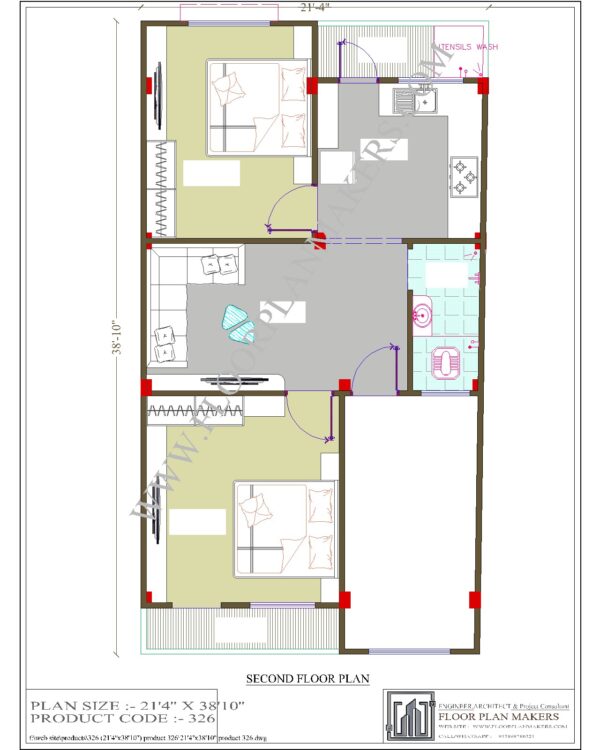 21’4"x38’10" Second Floor Plan