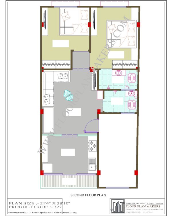 21’4"x38’10" Second Floor Plan