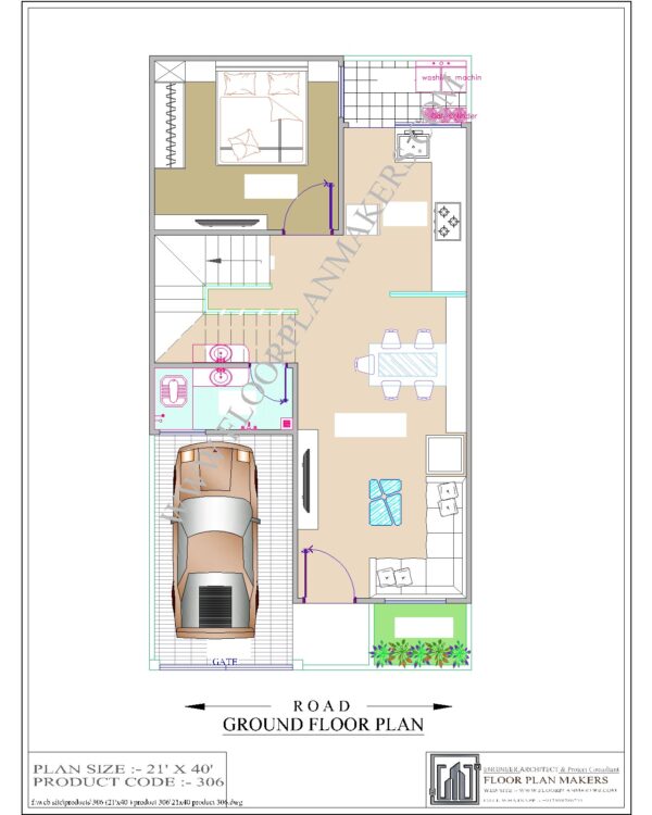 21x40 Ground Floor Plan