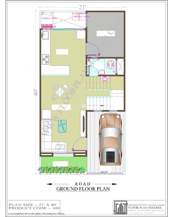 21x40 Ground Floor Plan
