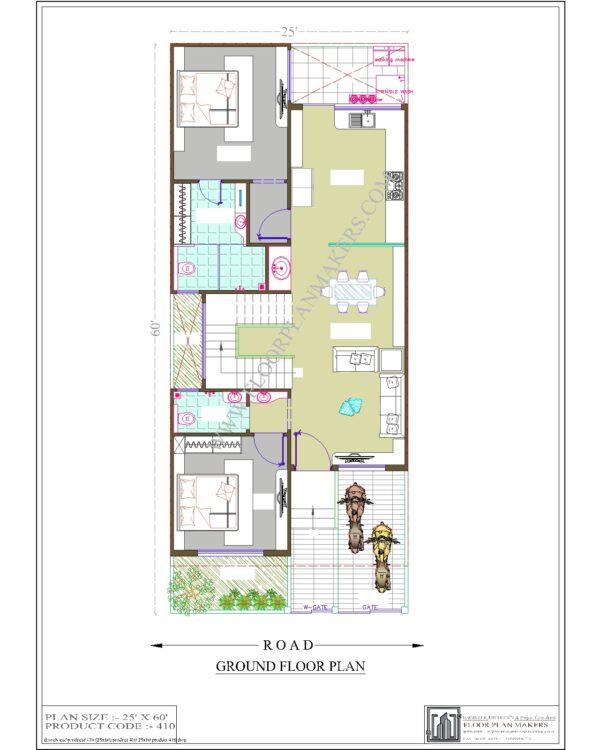 25x60 Ground Floor Plan